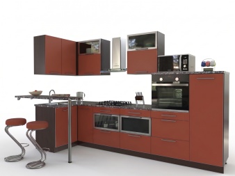 Кухня с барной стойкой Элли 5 BMS красного цвета