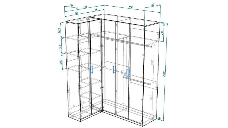 Шкаф угловой (1750х2450х1372)