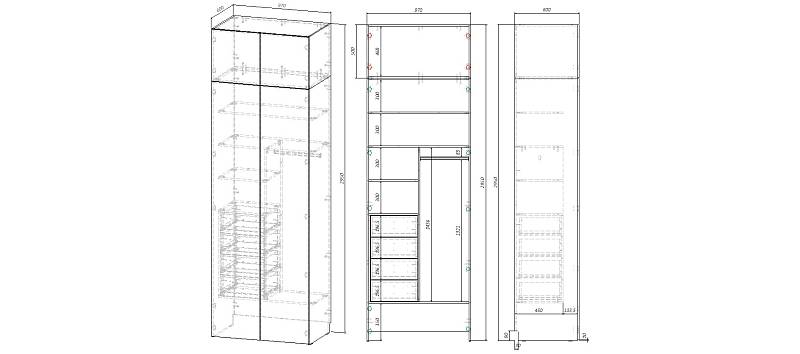 Шкаф распашной (970х2950х600)